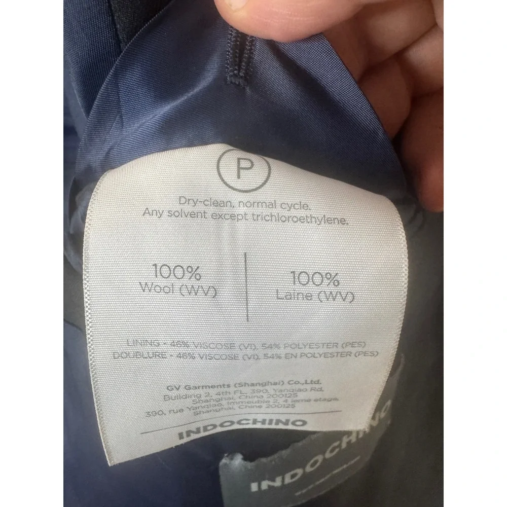 Indochino Mens 44 Charcoal Gray  Wool 2-Button Suit Jacket Blazer Ticket Pocket